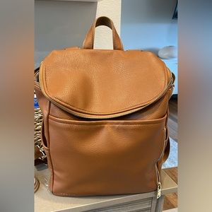 Azaria brown leather diaper bag